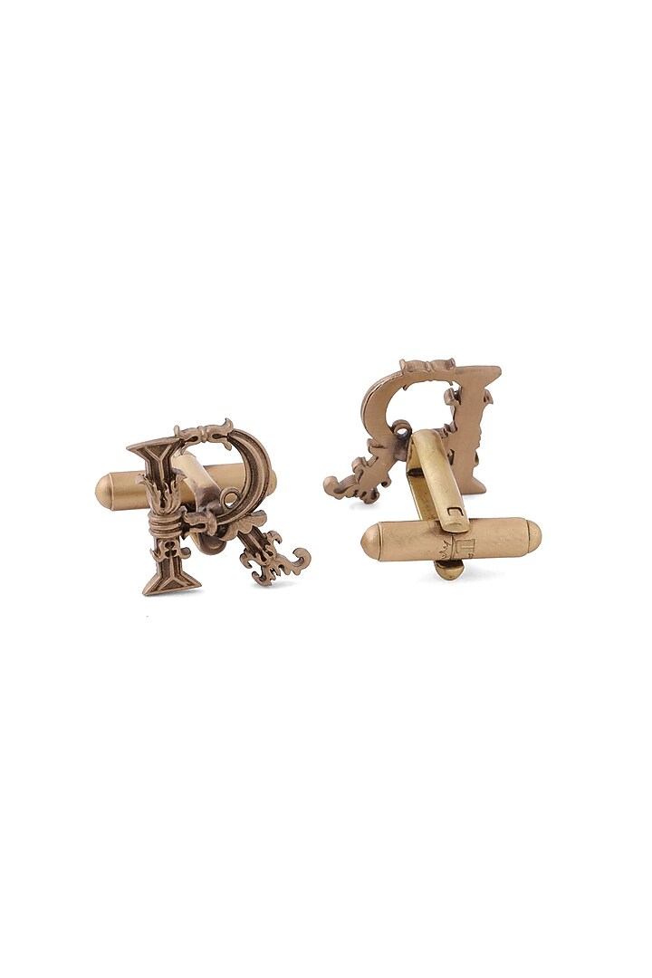 Antique Gold Brass Initial Cufflinks (Set of 2) by Cosa Nostraa at Pernia's Pop Up Shop