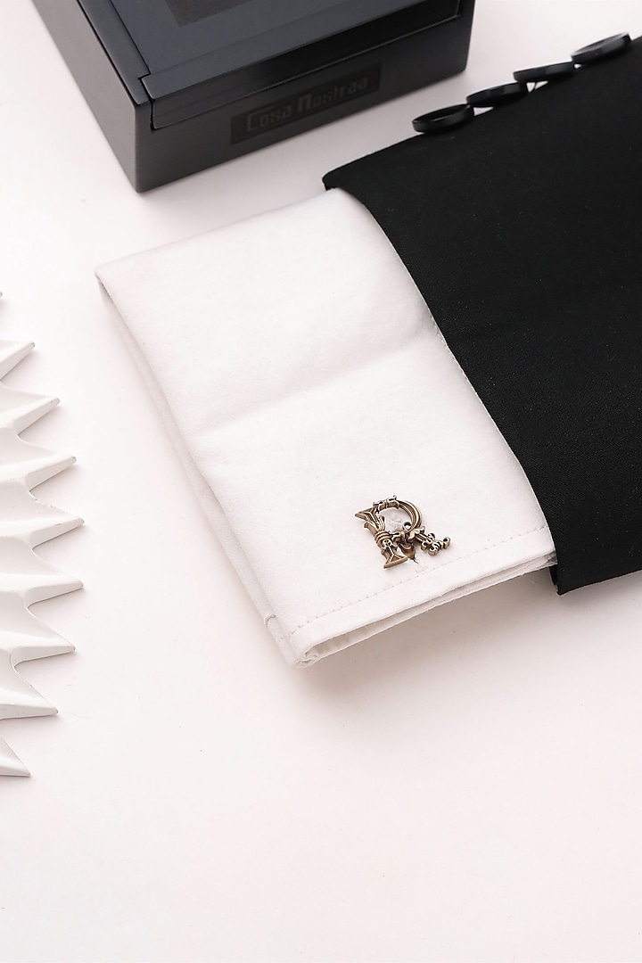 Antique Gold Brass Initial Cufflinks (Set of 2) by Cosa Nostraa at Pernia's Pop Up Shop