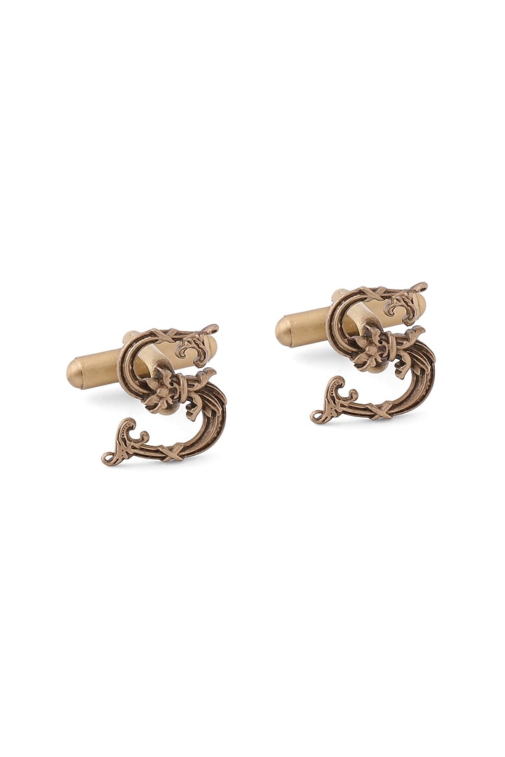 Antique Gold Brass Initial Cufflinks (Set of 2) by Cosa Nostraa at Pernia's Pop Up Shop