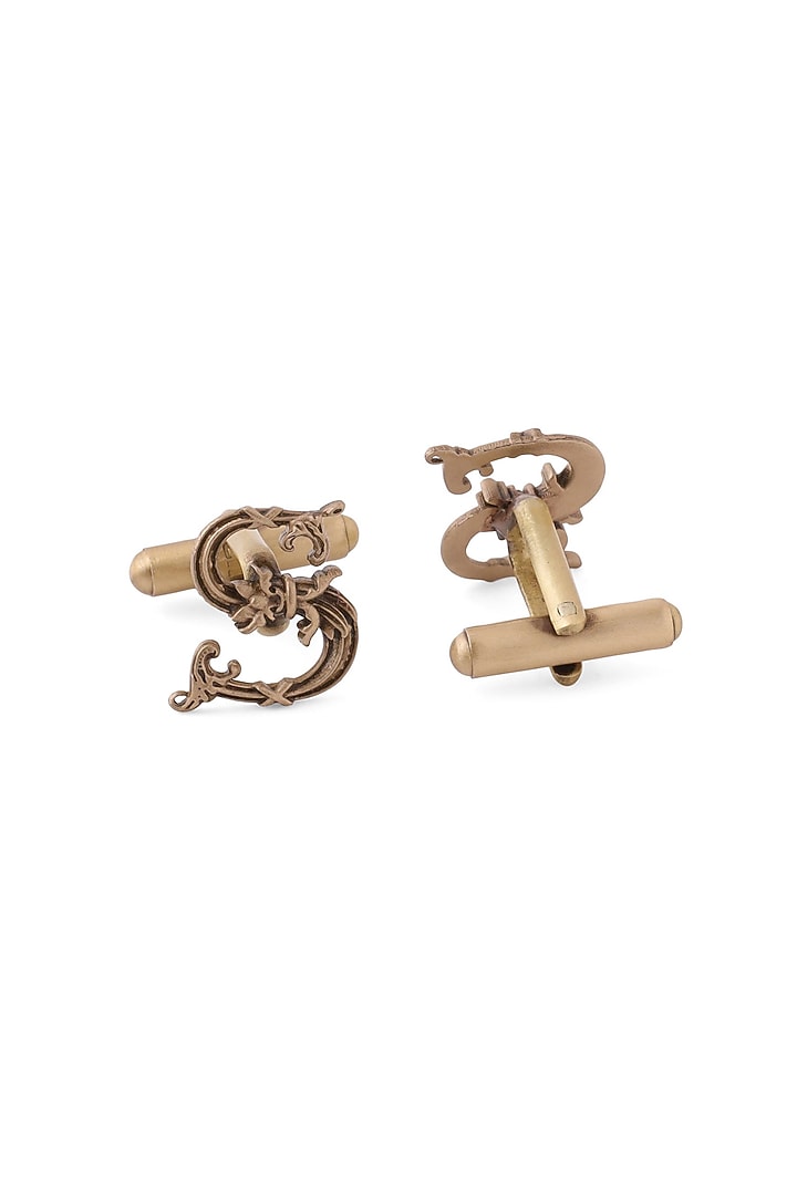 Antique Gold Brass Initial Cufflinks (Set of 2) by Cosa Nostraa at Pernia's Pop Up Shop