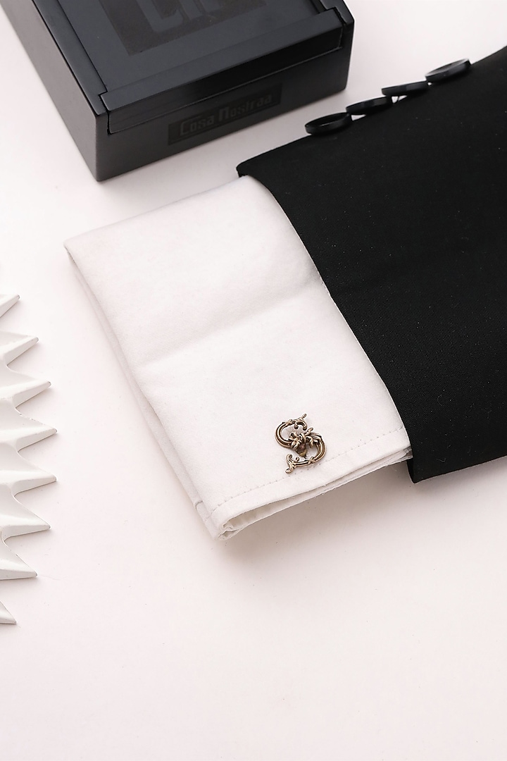 Antique Gold Brass Initial Cufflinks (Set of 2) by Cosa Nostraa at Pernia's Pop Up Shop