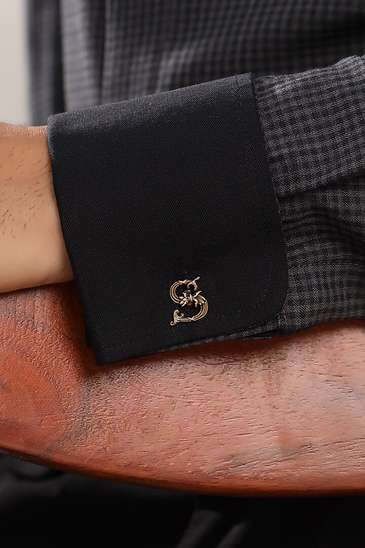 Antique Gold Brass Initial Cufflinks (Set of 2) by Cosa Nostraa at Pernia's Pop Up Shop