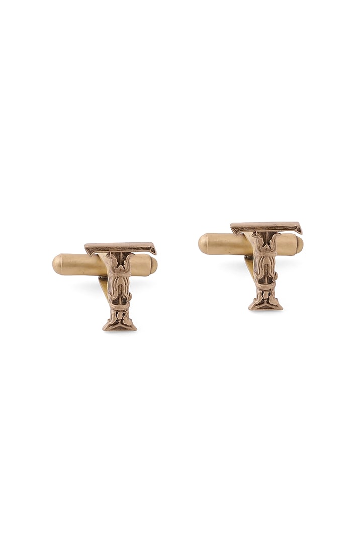 Antique Gold Brass Initial Cufflinks (Set of 2) by Cosa Nostraa at Pernia's Pop Up Shop