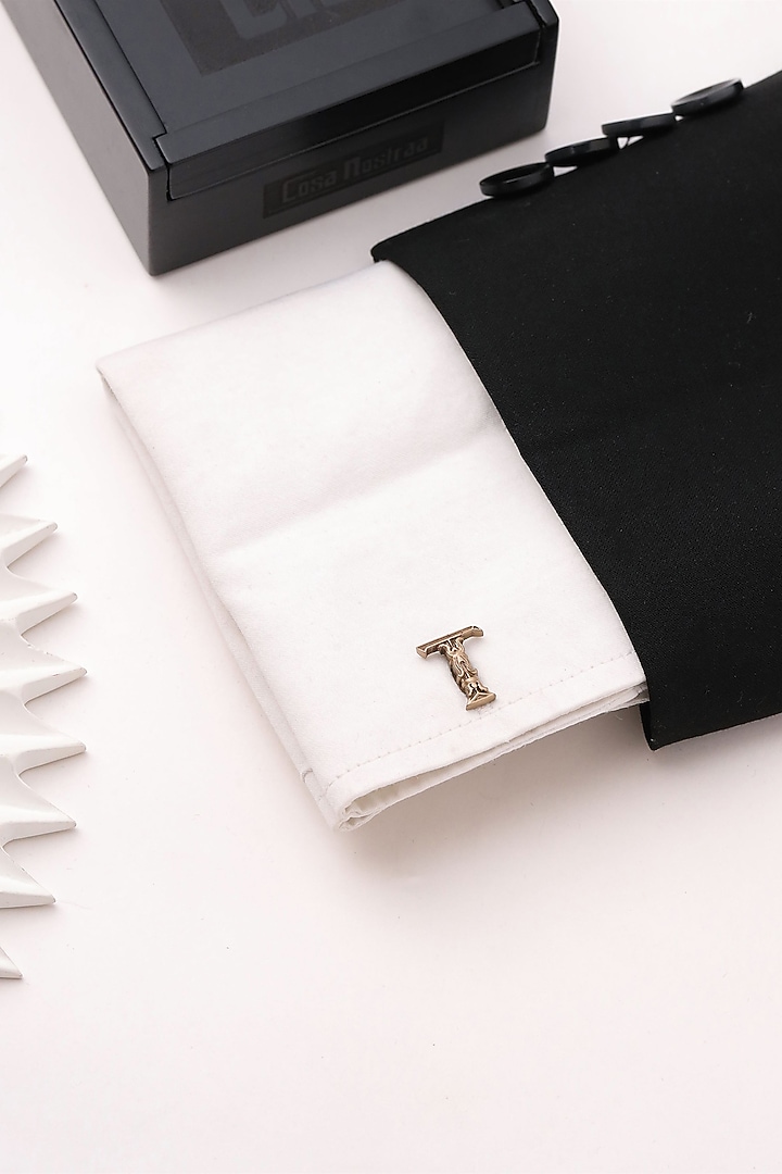 Antique Gold Brass Initial Cufflinks (Set of 2) by Cosa Nostraa at Pernia's Pop Up Shop