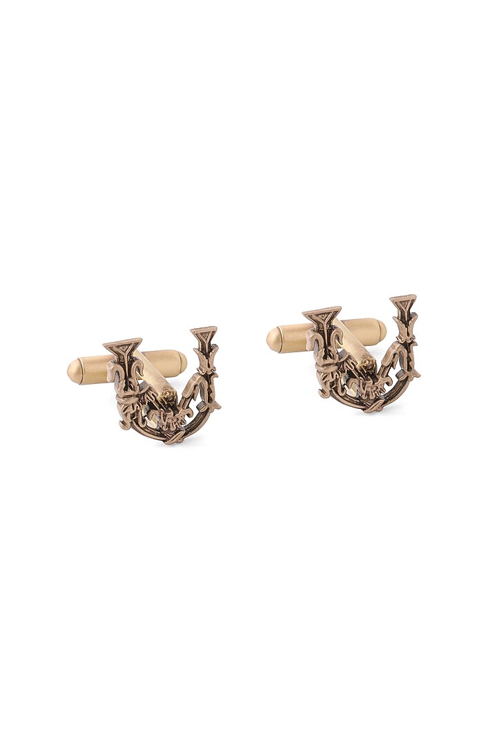Antique Gold Brass Initial Cufflinks (Set of 2) by Cosa Nostraa at Pernia's Pop Up Shop