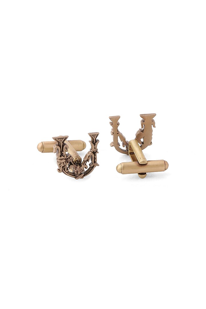 Antique Gold Brass Initial Cufflinks (Set of 2) by Cosa Nostraa at Pernia's Pop Up Shop