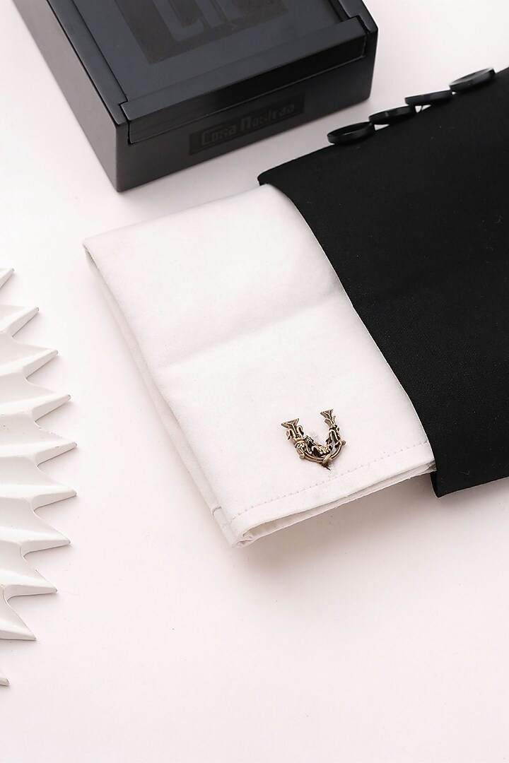 Antique Gold Brass Initial Cufflinks (Set of 2) by Cosa Nostraa at Pernia's Pop Up Shop