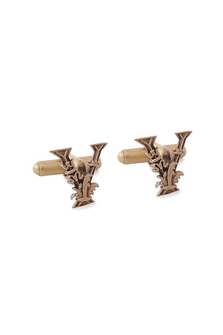 Antique Gold Brass Initial Cufflinks (Set of 2) by Cosa Nostraa at Pernia's Pop Up Shop