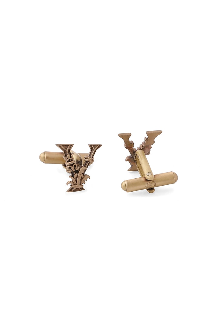 Antique Gold Brass Initial Cufflinks (Set of 2) by Cosa Nostraa at Pernia's Pop Up Shop
