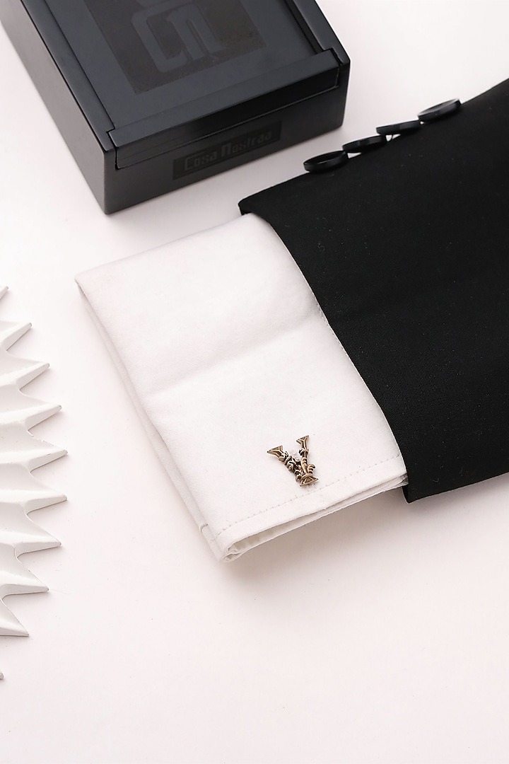 Antique Gold Brass Initial Cufflinks (Set of 2) by Cosa Nostraa at Pernia's Pop Up Shop
