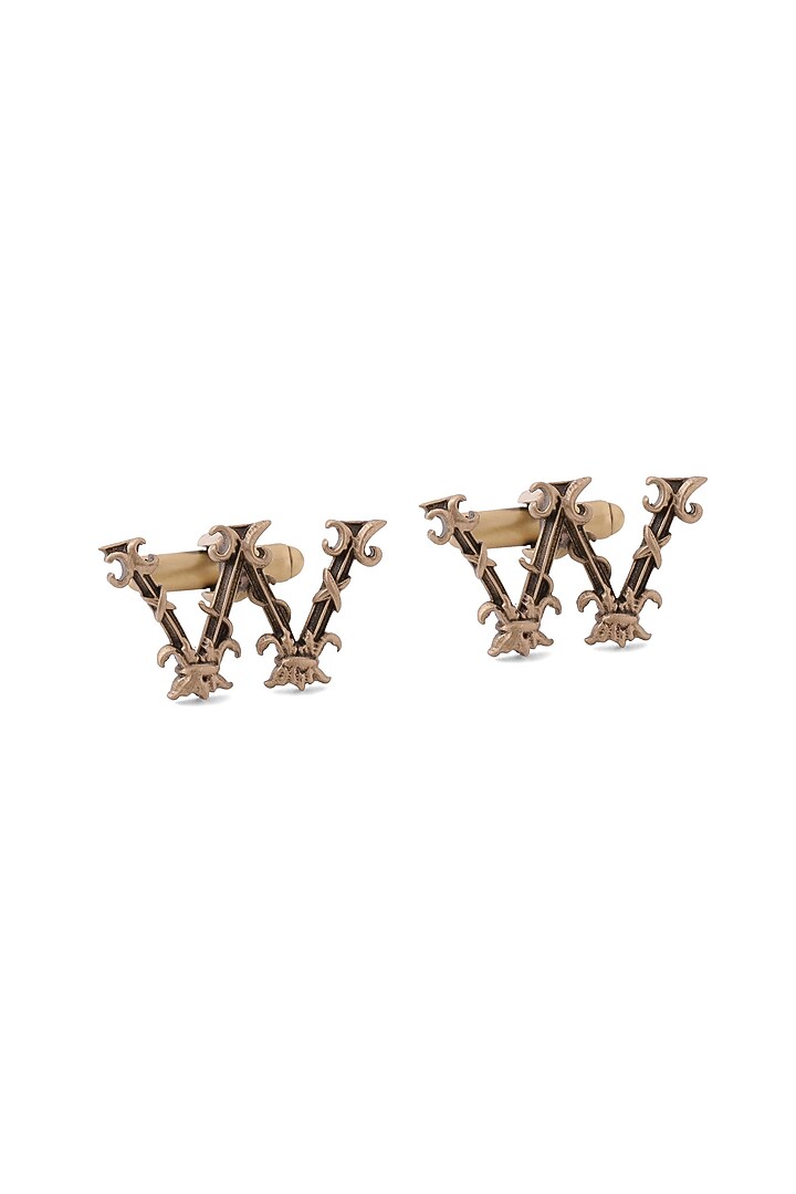 Antique Gold Brass Initial Cufflinks (Set of 2) by Cosa Nostraa at Pernia's Pop Up Shop