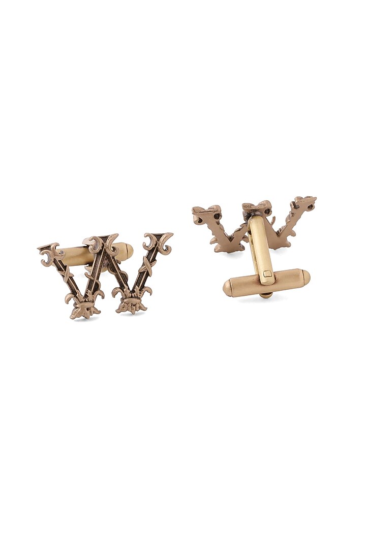 Antique Gold Brass Initial Cufflinks (Set of 2) by Cosa Nostraa at Pernia's Pop Up Shop