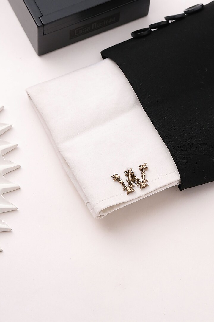 Antique Gold Brass Initial Cufflinks (Set of 2) by Cosa Nostraa at Pernia's Pop Up Shop