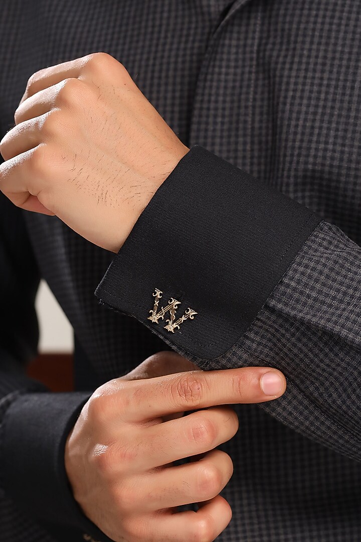 Antique Gold Brass Initial Cufflinks (Set of 2) by Cosa Nostraa at Pernia's Pop Up Shop