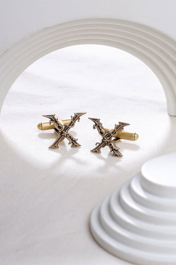 Antique Gold Brass Initial Cufflinks (Set of 2) by Cosa Nostraa