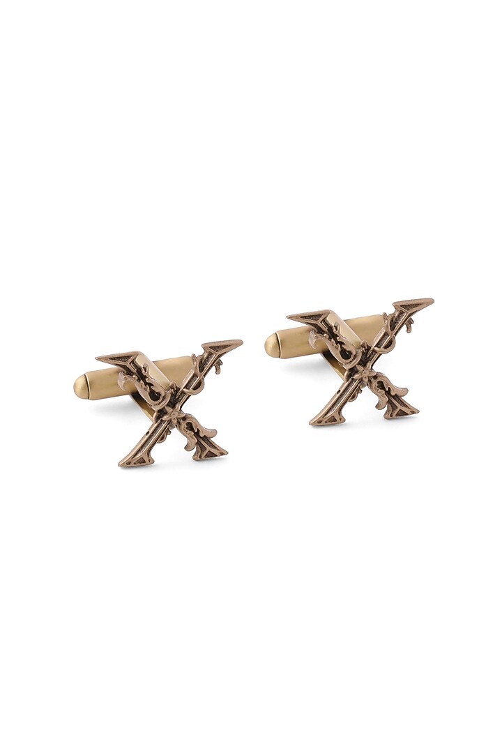 Antique Gold Brass Initial Cufflinks (Set of 2) by Cosa Nostraa at Pernia's Pop Up Shop