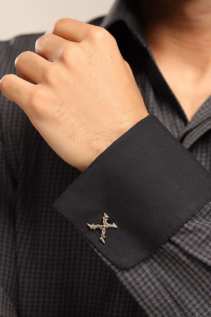 Antique Gold Brass Initial Cufflinks (Set of 2) by Cosa Nostraa at Pernia's Pop Up Shop