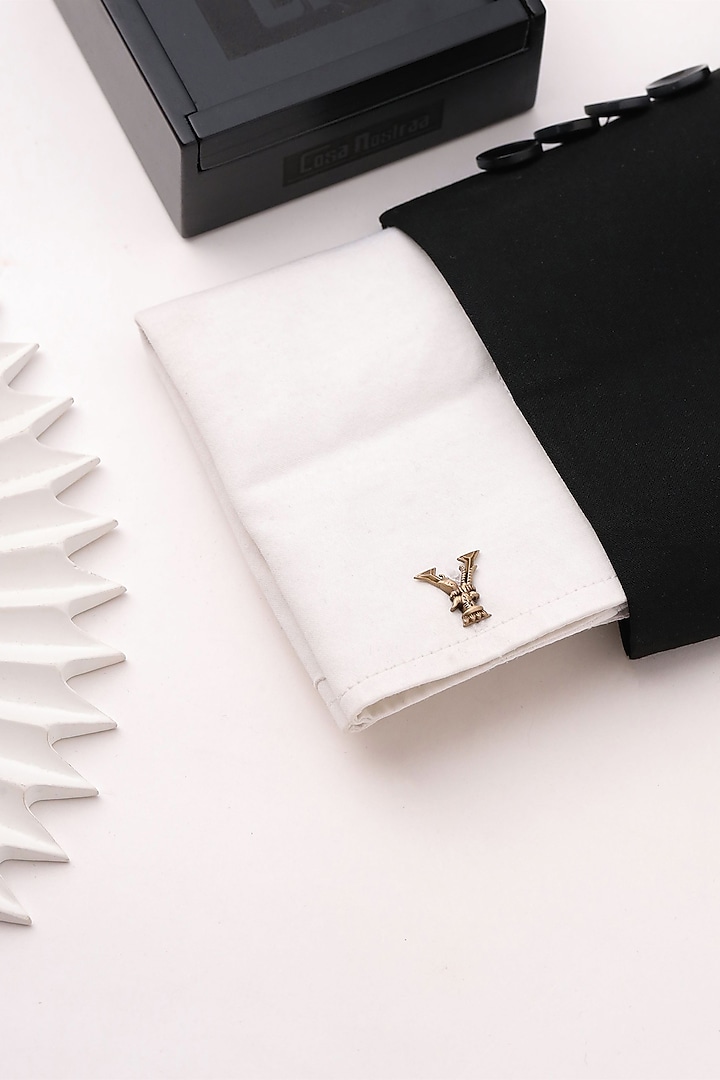 Antique Gold Brass Initial Cufflinks (Set of 2) by Cosa Nostraa at Pernia's Pop Up Shop