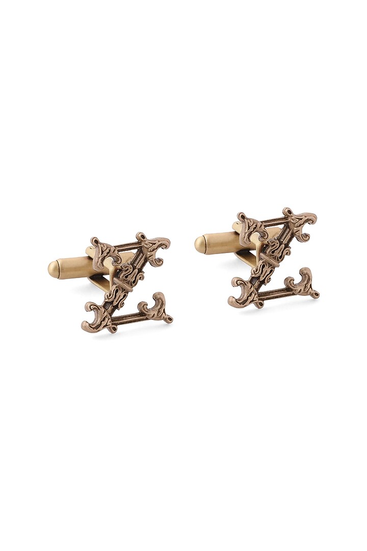 Antique Gold Brass Initial Cufflinks (Set of 2) by Cosa Nostraa at Pernia's Pop Up Shop