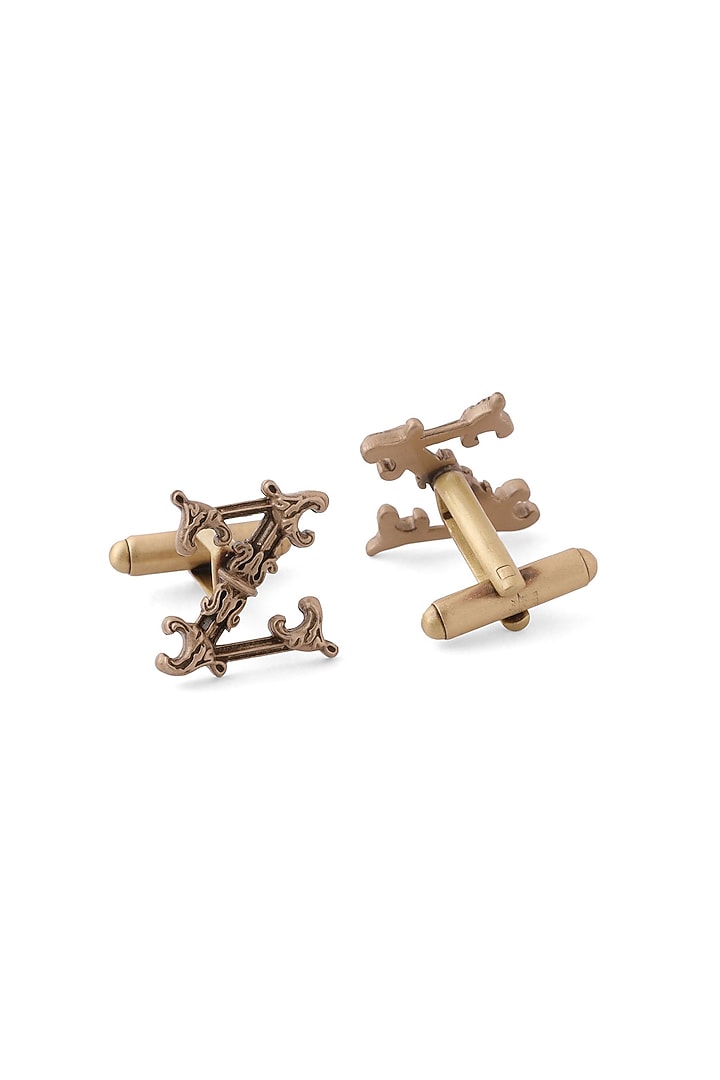 Antique Gold Brass Initial Cufflinks (Set of 2) by Cosa Nostraa at Pernia's Pop Up Shop