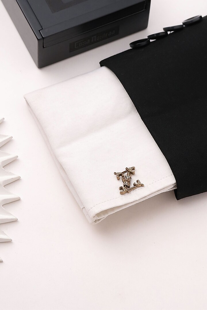 Antique Gold Brass Initial Cufflinks (Set of 2) by Cosa Nostraa at Pernia's Pop Up Shop