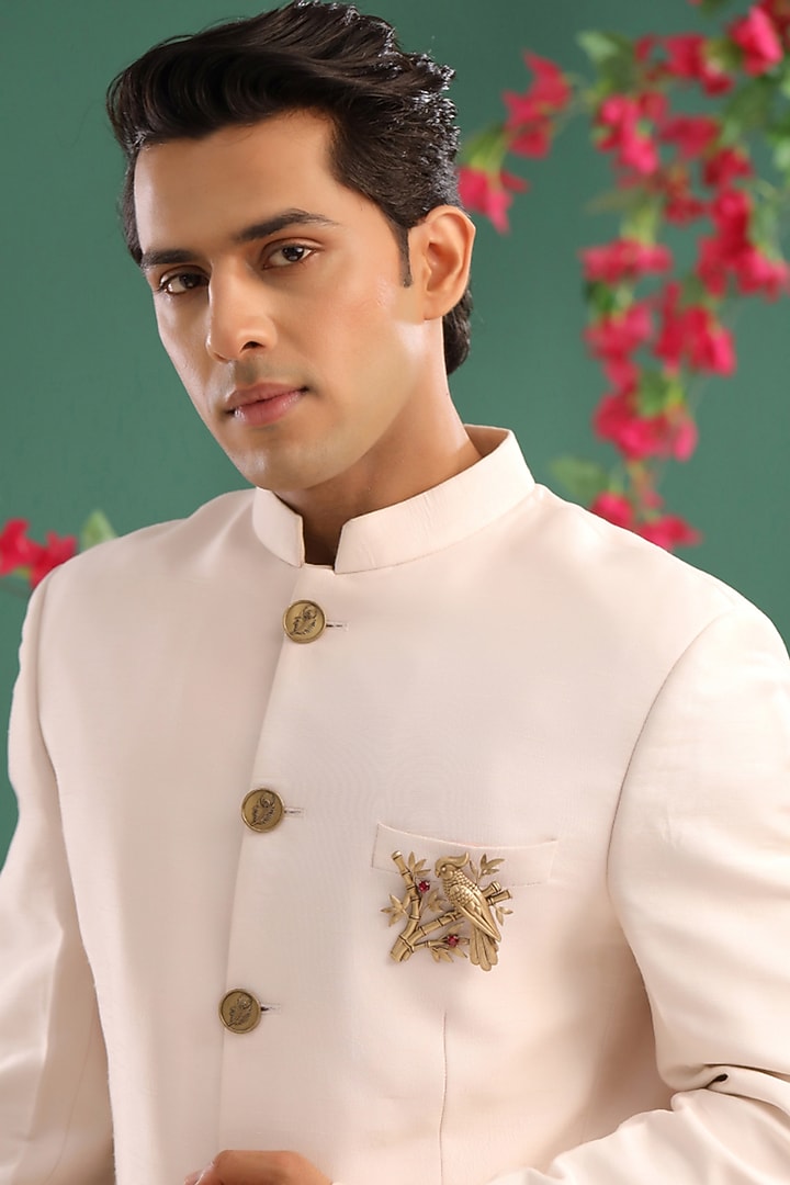 Antique Gold Red Stone Swarna Pakshi Brooch by Cosa Nostraa at Pernia's Pop Up Shop