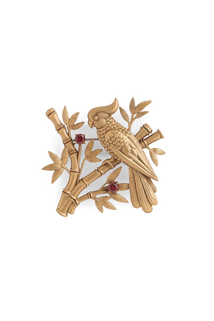 Antique Gold Red Stone Swarna Pakshi Brooch by Cosa Nostraa at Pernia's Pop Up Shop
