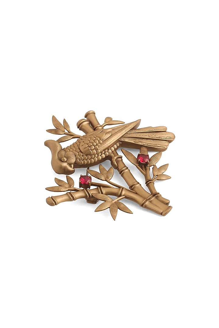 Antique Gold Red Stone Swarna Pakshi Brooch by Cosa Nostraa at Pernia's Pop Up Shop
