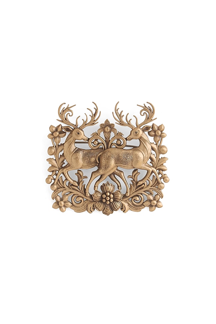 Antique Gold Twin Deer Brooch by Cosa Nostraa at Pernia's Pop Up Shop