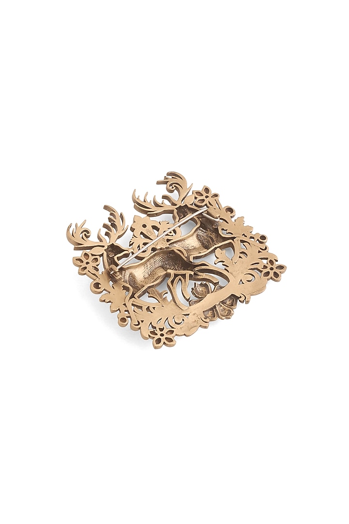 Antique Gold Twin Deer Brooch by Cosa Nostraa at Pernia's Pop Up Shop