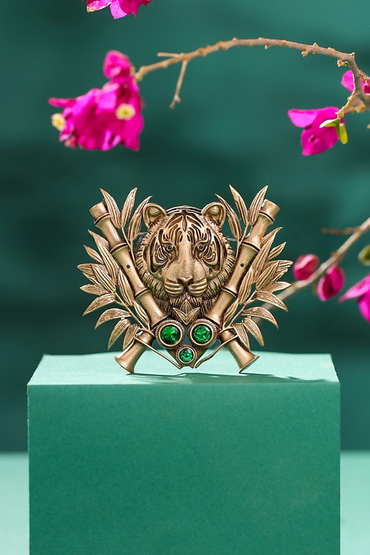 Antique Gold Royal Bengal Tiger Brooch by Cosa Nostraa at Pernia's Pop Up Shop