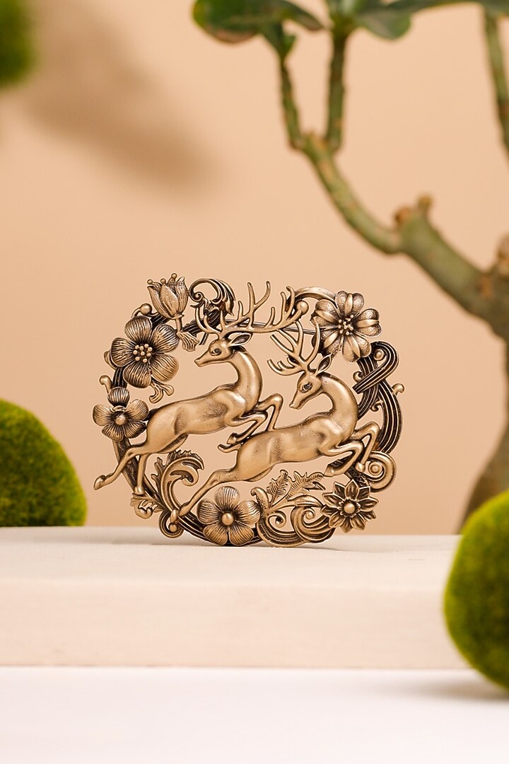 Antique Gold Dancing Deer Brooch by Cosa Nostraa at Pernia's Pop Up Shop