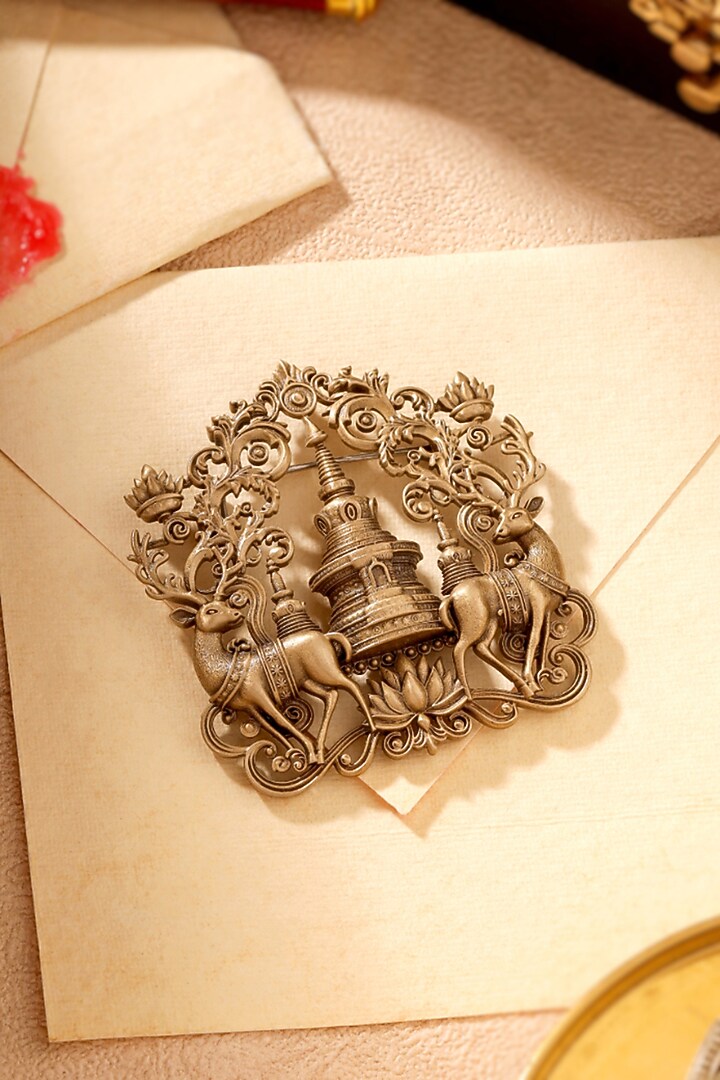 Antique Gold Temple Guardian Brooch by Cosa Nostraa at Pernia's Pop Up Shop