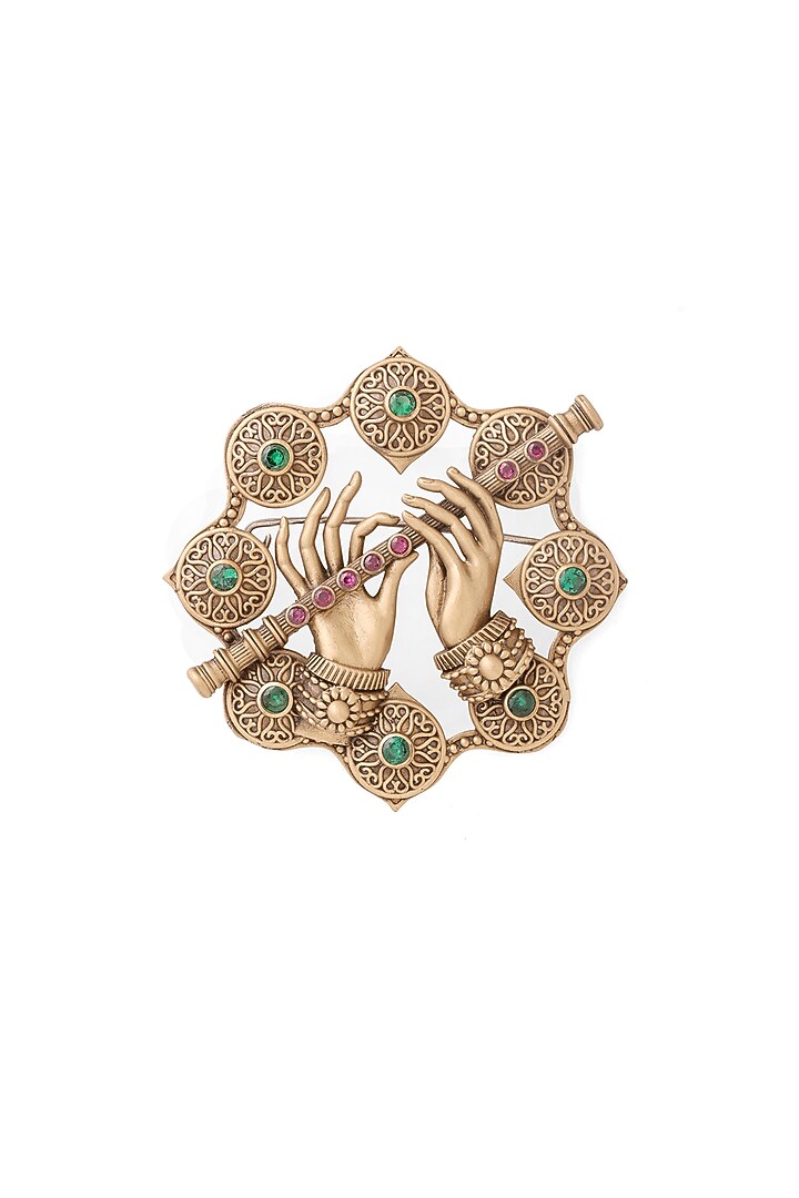 Antique Gold Ruby & Emerald Stone Divine Grace Brooch by Cosa Nostraa at Pernia's Pop Up Shop