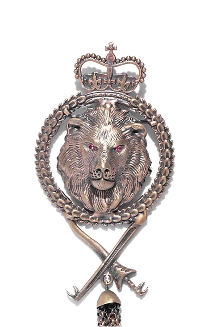 Antique Gold Brass Crowned Lion Brooch by Cosa Nostraa at Pernia's Pop Up Shop