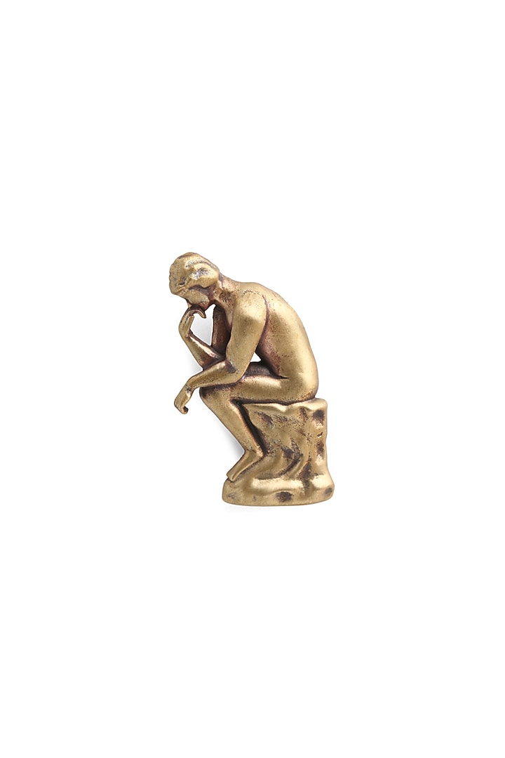 Antique Gold Brass Thinker Brooch by Cosa Nostraa at Pernia's Pop Up Shop