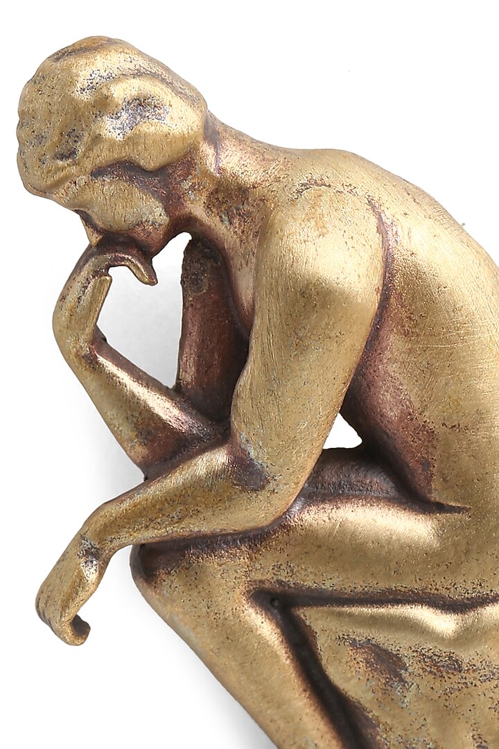 Antique Gold Brass Thinker Brooch by Cosa Nostraa at Pernia's Pop Up Shop
