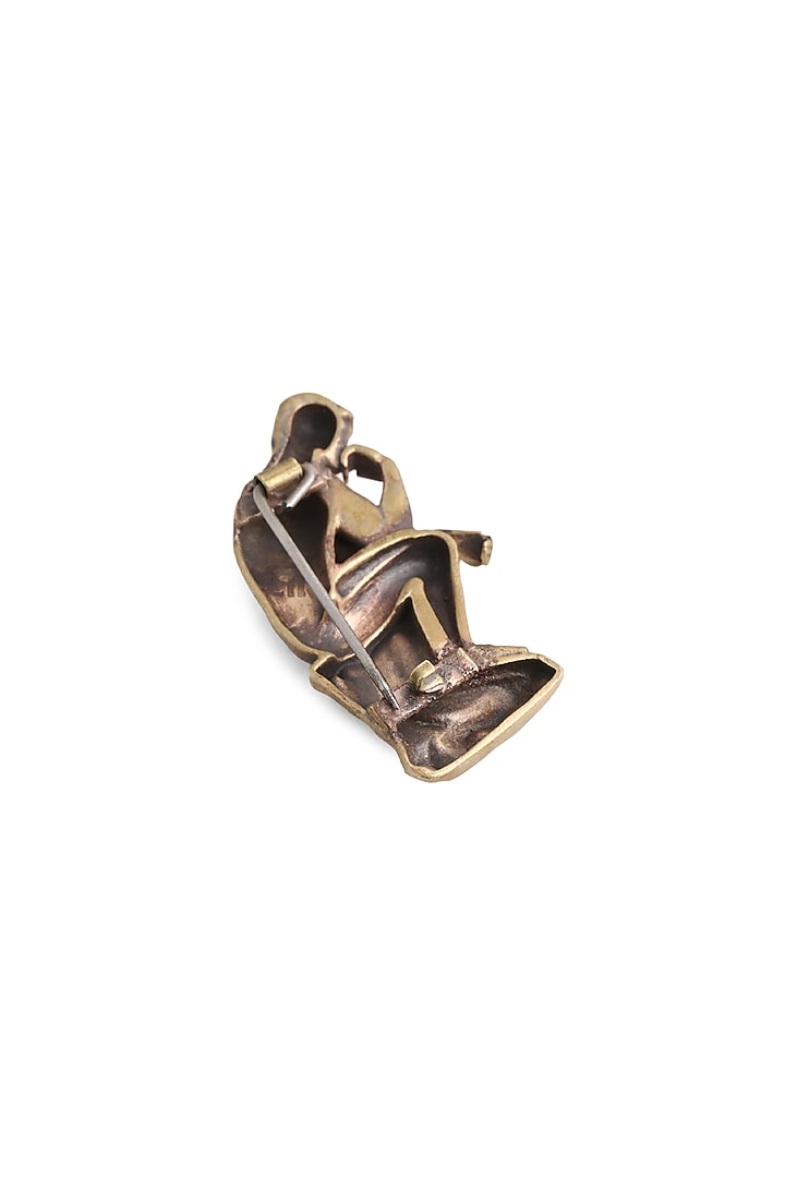 Antique Gold Brass Thinker Brooch by Cosa Nostraa at Pernia's Pop Up Shop