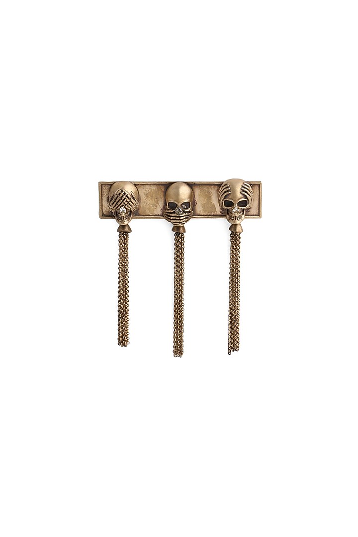 Antique Gold Brass Three Skulls Brooch by Cosa Nostraa at Pernia's Pop Up Shop