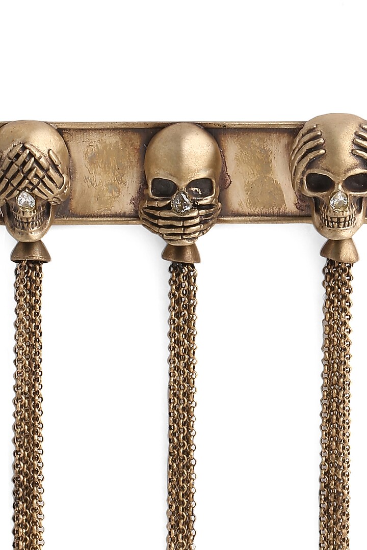 Antique Gold Brass Three Skulls Brooch by Cosa Nostraa at Pernia's Pop Up Shop