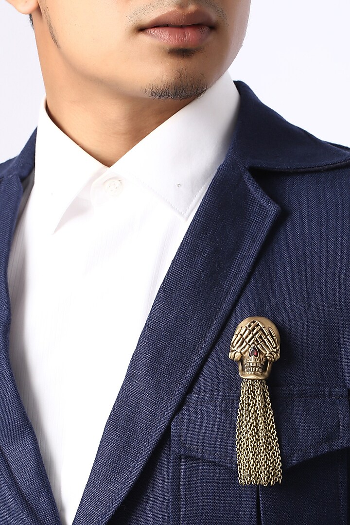 Antique Gold Skull Brooch by Cosa Nostraa at Pernia's Pop Up Shop