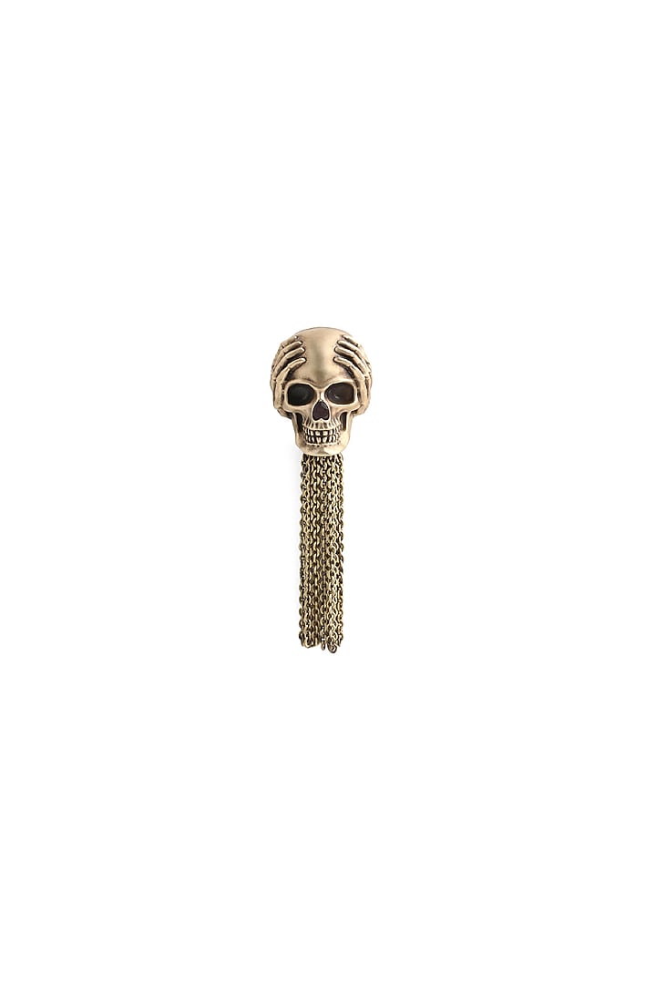 Antique Gold Brass Skull Brooch by Cosa Nostraa at Pernia's Pop Up Shop