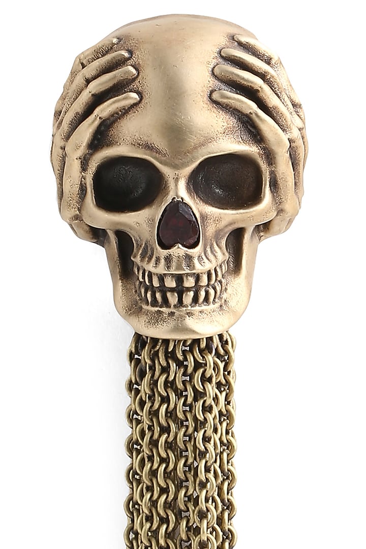 Antique Gold Brass Skull Brooch by Cosa Nostraa at Pernia's Pop Up Shop