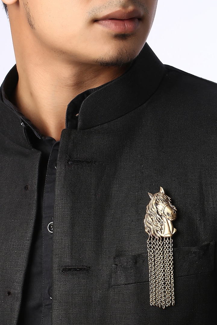 Antique Gold Brass Vintage Horse Face Brooch by Cosa Nostraa at Pernia's Pop Up Shop