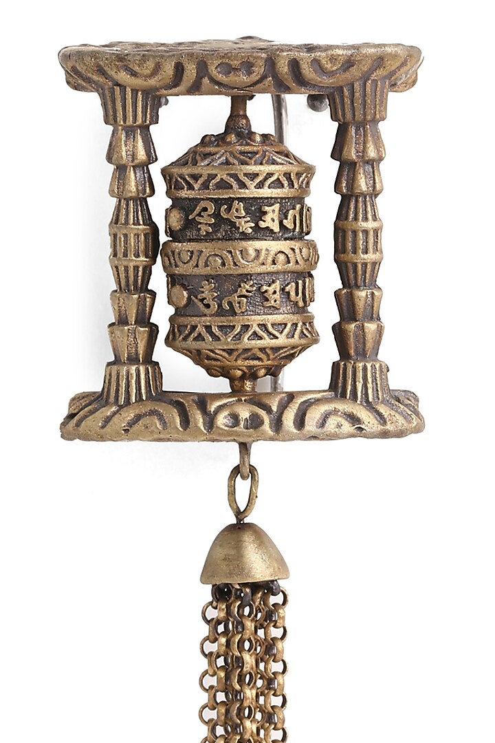 Antique Gold Brass Buddhist Prayer Wheel Brooch by Cosa Nostraa at Pernia's Pop Up Shop