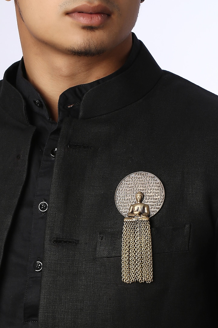 Antique Gold Brass Dhyana Buddha Brooch by Cosa Nostraa at Pernia's Pop Up Shop