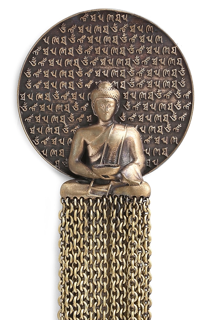 Antique Gold Brass Dhyana Buddha Brooch by Cosa Nostraa at Pernia's Pop Up Shop