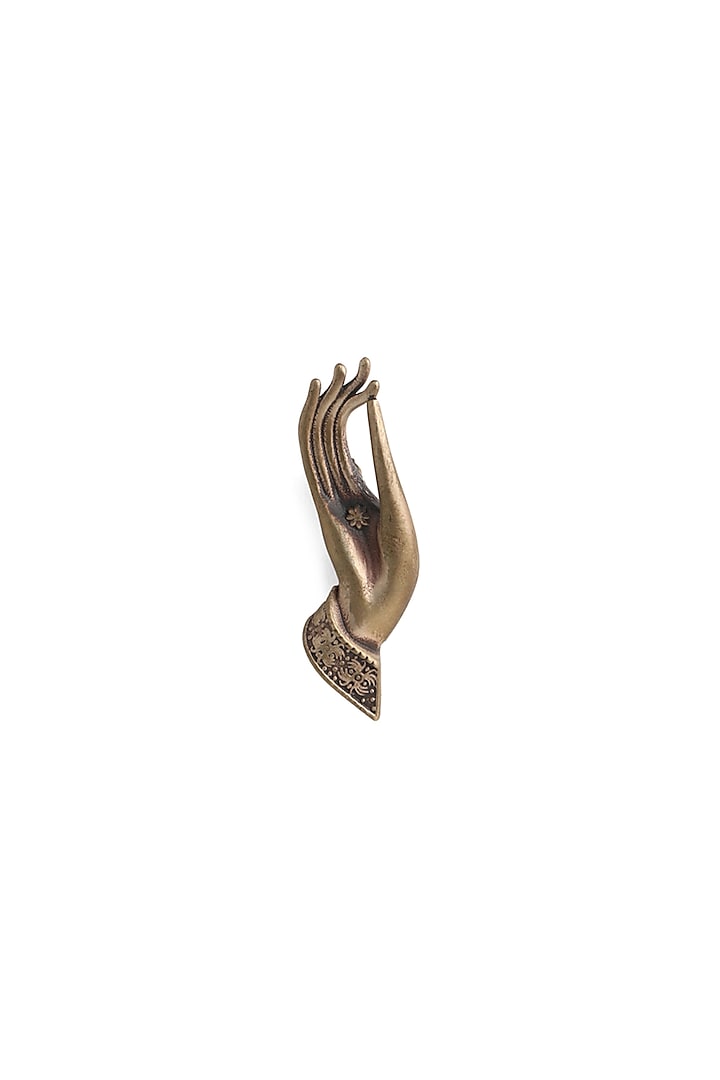 Antique Gold Brass Vitarka Mudra Buddha Brooch by Cosa Nostraa at Pernia's Pop Up Shop