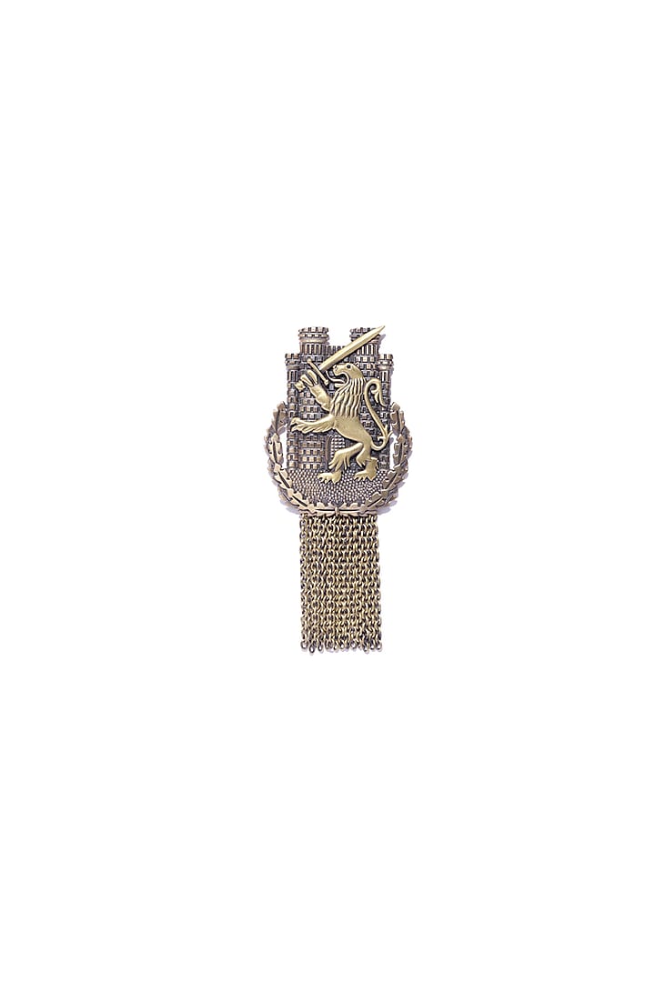 Antique Gold Brass Lion Battalion Brooch by Cosa Nostraa at Pernia's Pop Up Shop