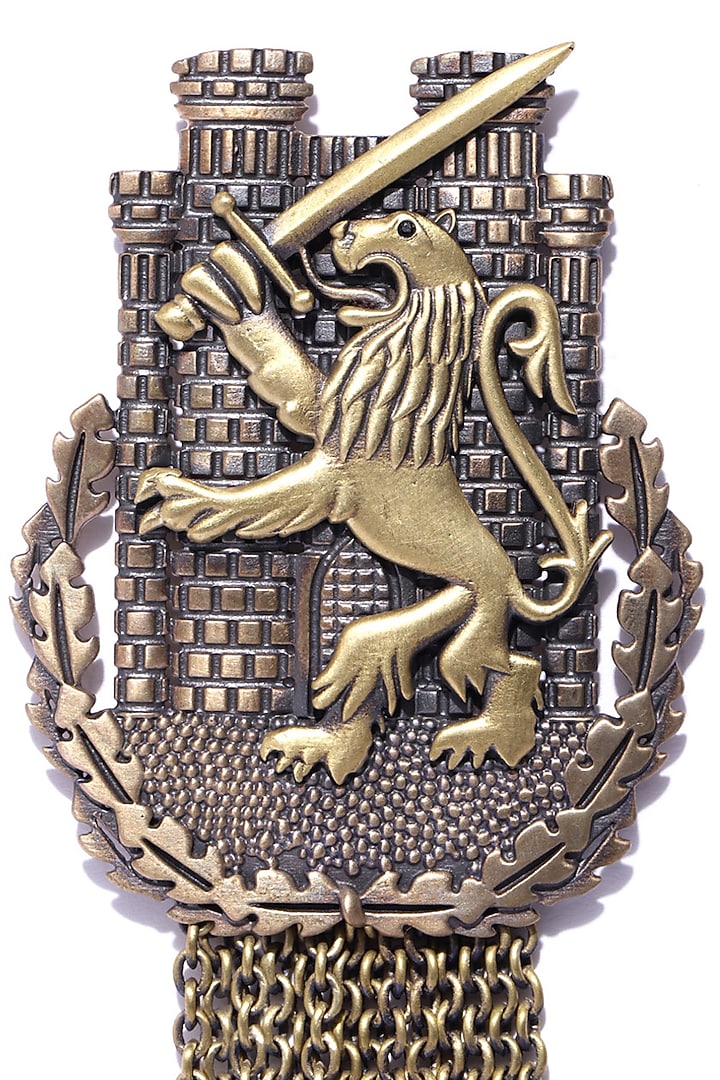 Antique Gold Brass Lion Battalion Brooch by Cosa Nostraa at Pernia's Pop Up Shop